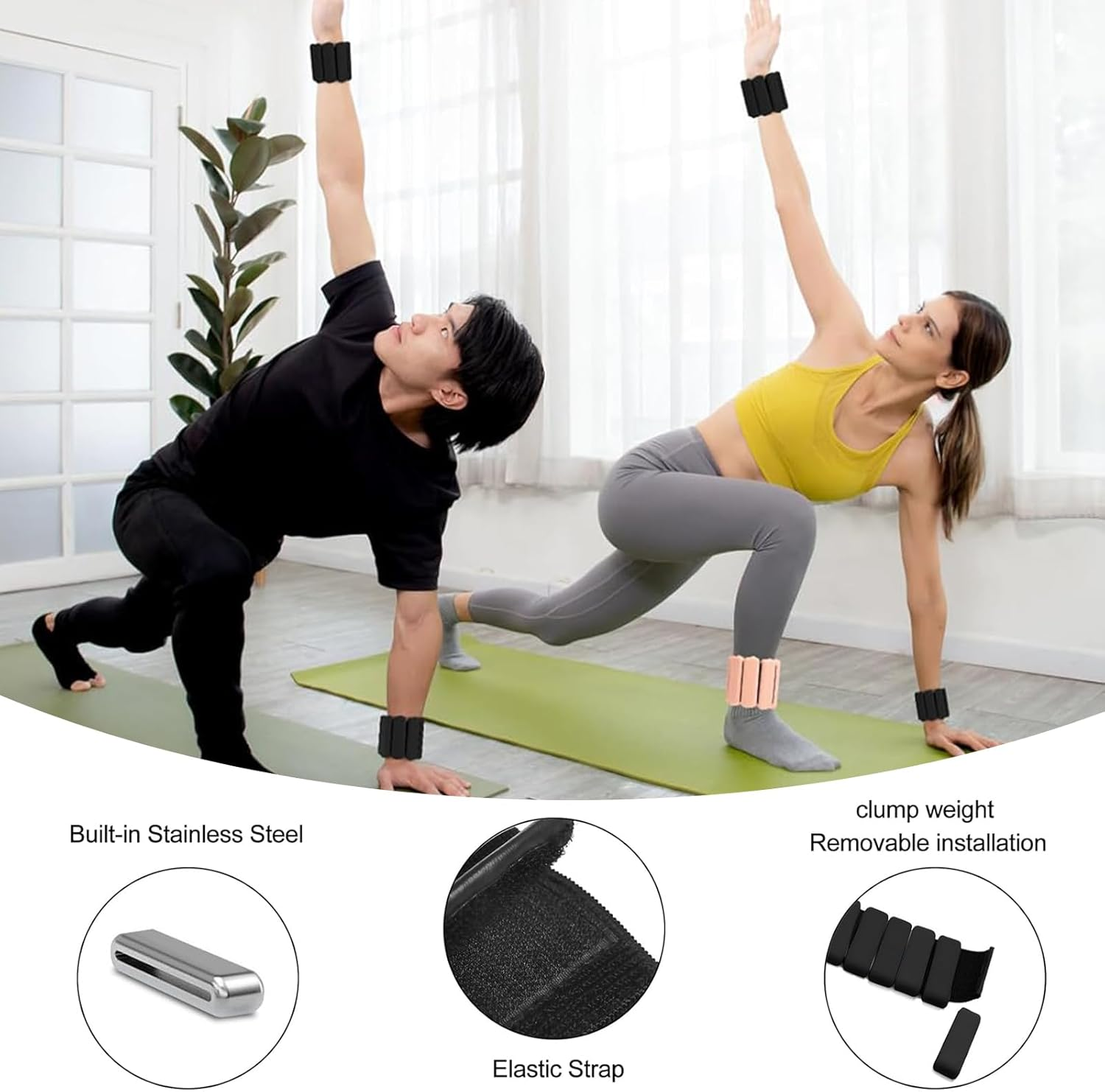 1 Pair Wrist Ankle Weights Set (1Lb/Pcs) Workout Resistance Weight Durable Silicone Wrist Bracelets Aerobics Strength Training for Exercise Pilates Jogging Yoga Aerobics Strength Training - Pink image number 5