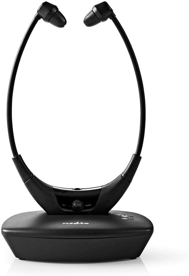 NEDIS Wireless TV Headphones Wireless Radio Frequency Headphones In-Ear, 4.5H Playtime, AUX, USB & Charging Base, Black, 1.20 M, One Size image number 5