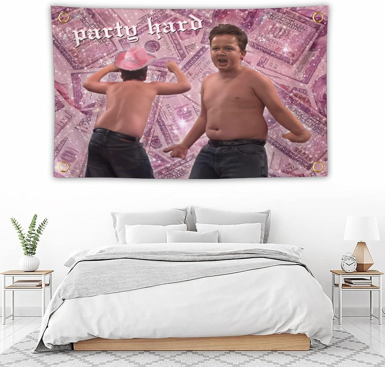 Bahhuou Party Hard Gibby Funny Tapestry 3X5Ft Tapestry Funny Meme Flag Wall Hanging Window Design for Bedroom Gift Home Man Cave Decor image number 5