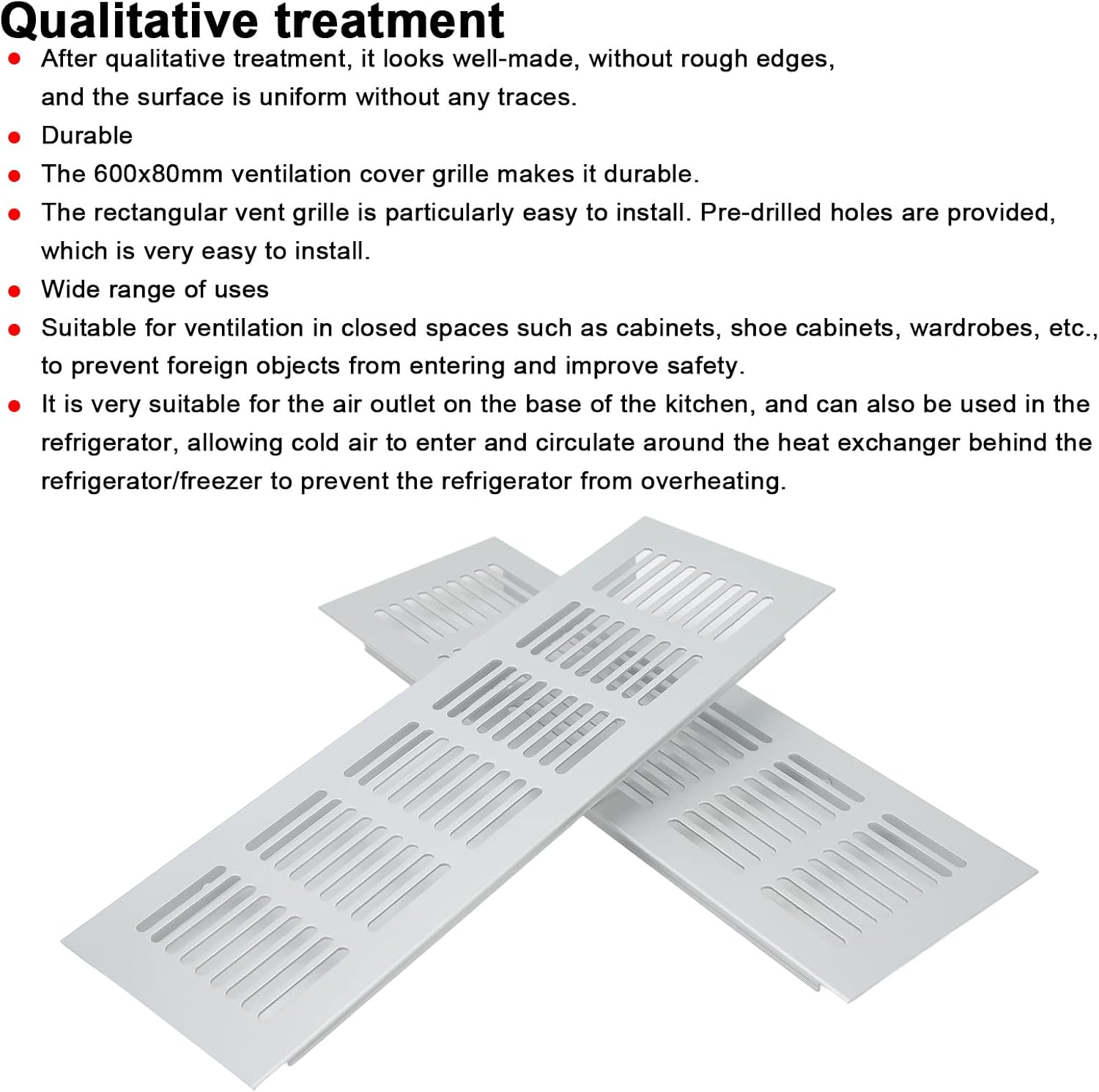 Cabinet Air Vent Grille Silver Rectangle Heat Dissipation Ventilation Grill for Caravan (80 * 250Mm) image number 4