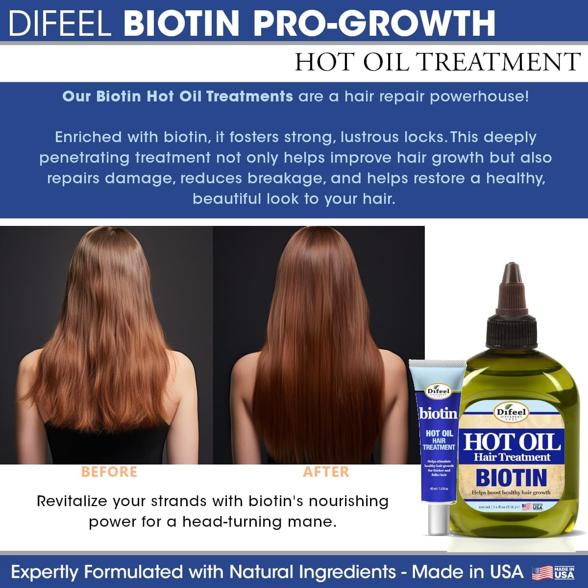 Difeel Hot Oil Hair Treatment with Biotin 1.5 Oz. (Pack of 2) - Biotin Hot Oil Treatment image number 4