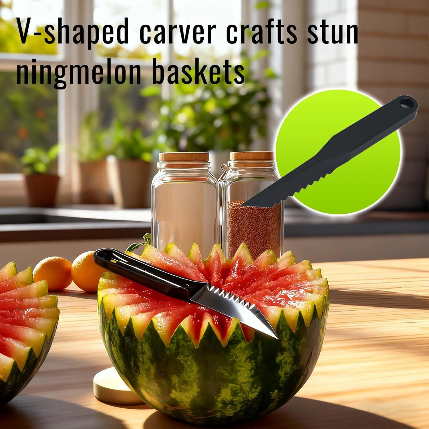 FLYTIN V-Shaped Knife Spiral Cutter, Serrated Fruit Vegetable Cutter Tool for Kitchen Decorating, Food-Safe Small Kitchen Gadget Easy to Use image number 3