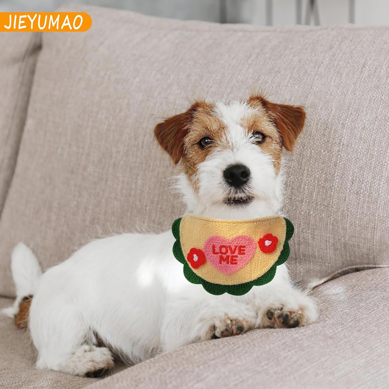 JIEYUMAO Dog Bandanas, 8 Pack Pet Neckerchief, 6 Styles Dog Kerchief with Bow Tie, Cute Triangle Dog Scarf Cat Bandana for Small Medium Dogs Cats Pet image number 5