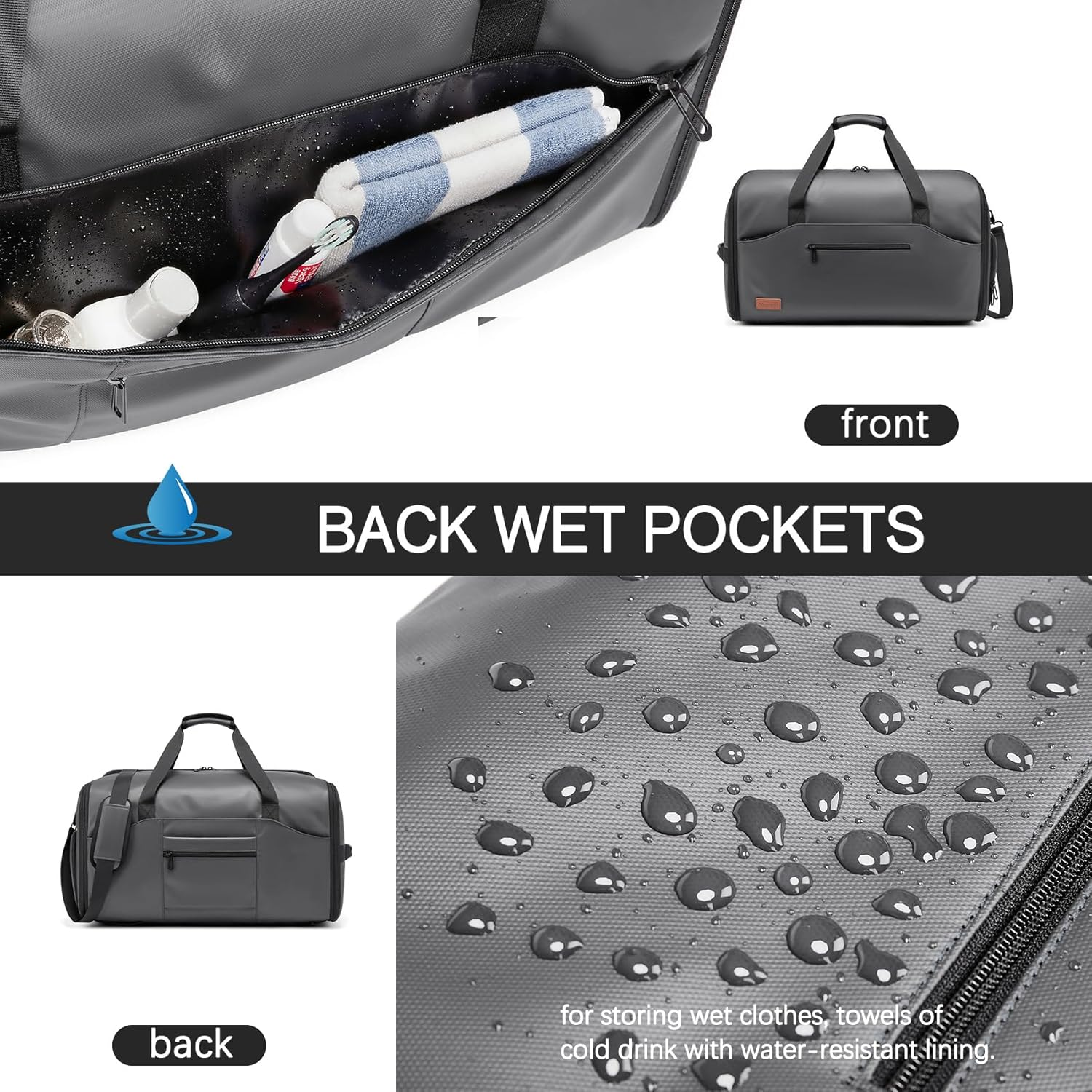 Garment Bags for Travel,45L Carry on Convertible Garment Duffle Bag for Men Women - 3 in 1 Hanging Suit Travel Bag with Shoulder Strap, Grey, 1.72 Feet X 0.85 Feet X 0.43 Feet, Professional Travel image number 2