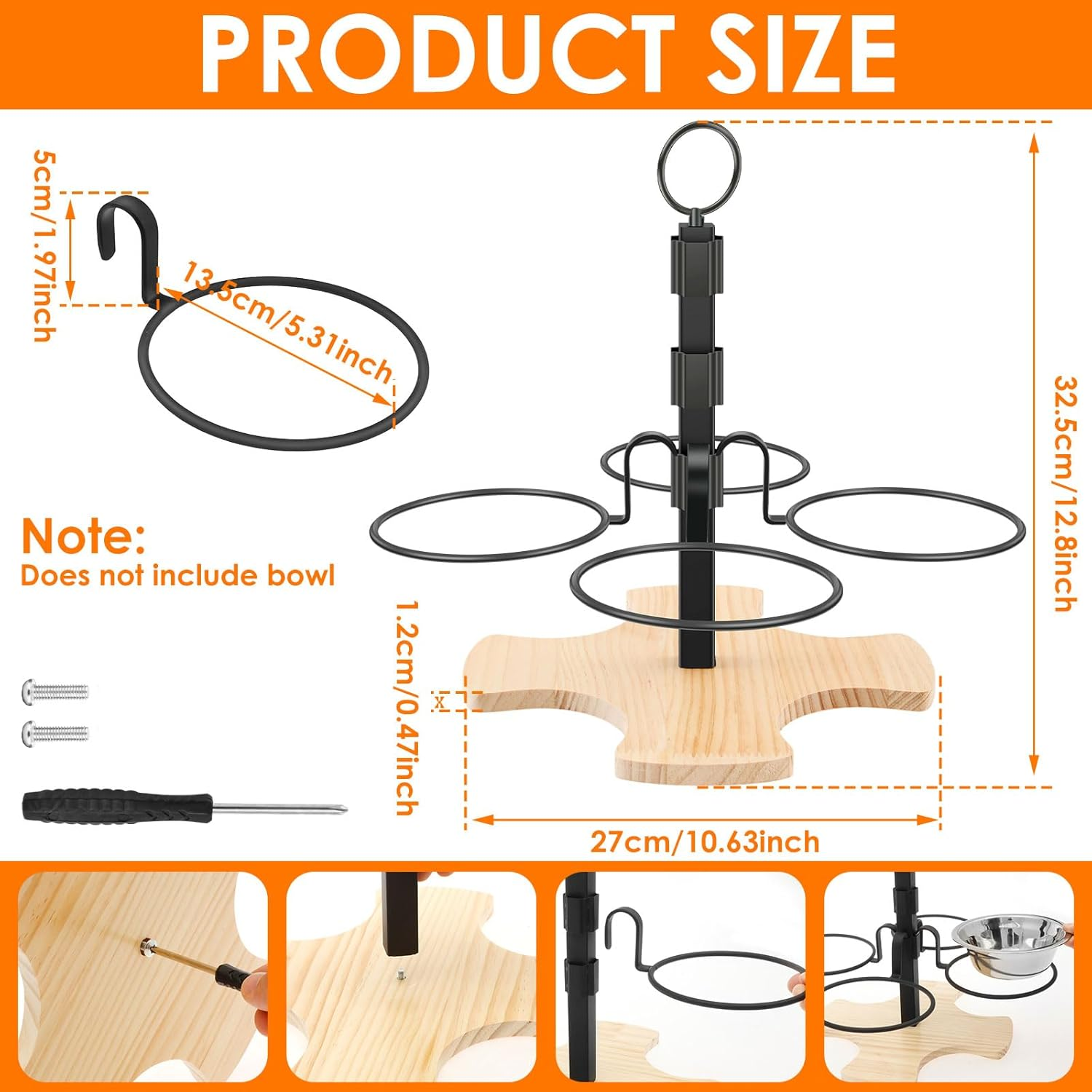 Elevated Cat Bowls with Stand, 3 Height Adjustable Cat Food Bowl, Detachable Pet Feeding Station​ Rack, Portable Pet Bowl Bracket for Small Medium Dog image number 3