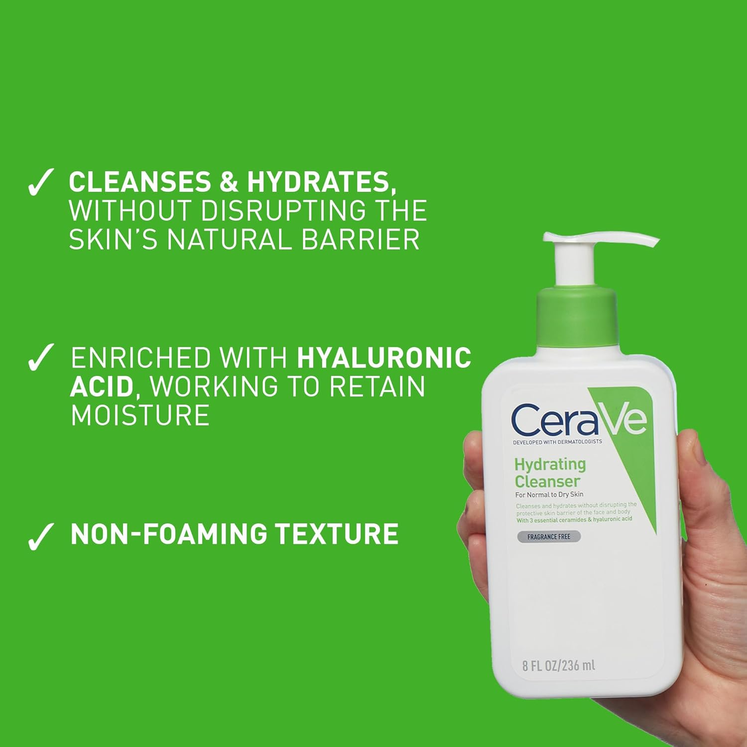 Cerave Hydrating Cleanser Face Wash 88Ml, Mini Travel Size, for Normal to Dry Skin, Hyaluronic Acid + 3 Essential Ceramides, Cleanses & Hydrates without Disrupting Natural Skin Barrier of the Face & Body image number 3