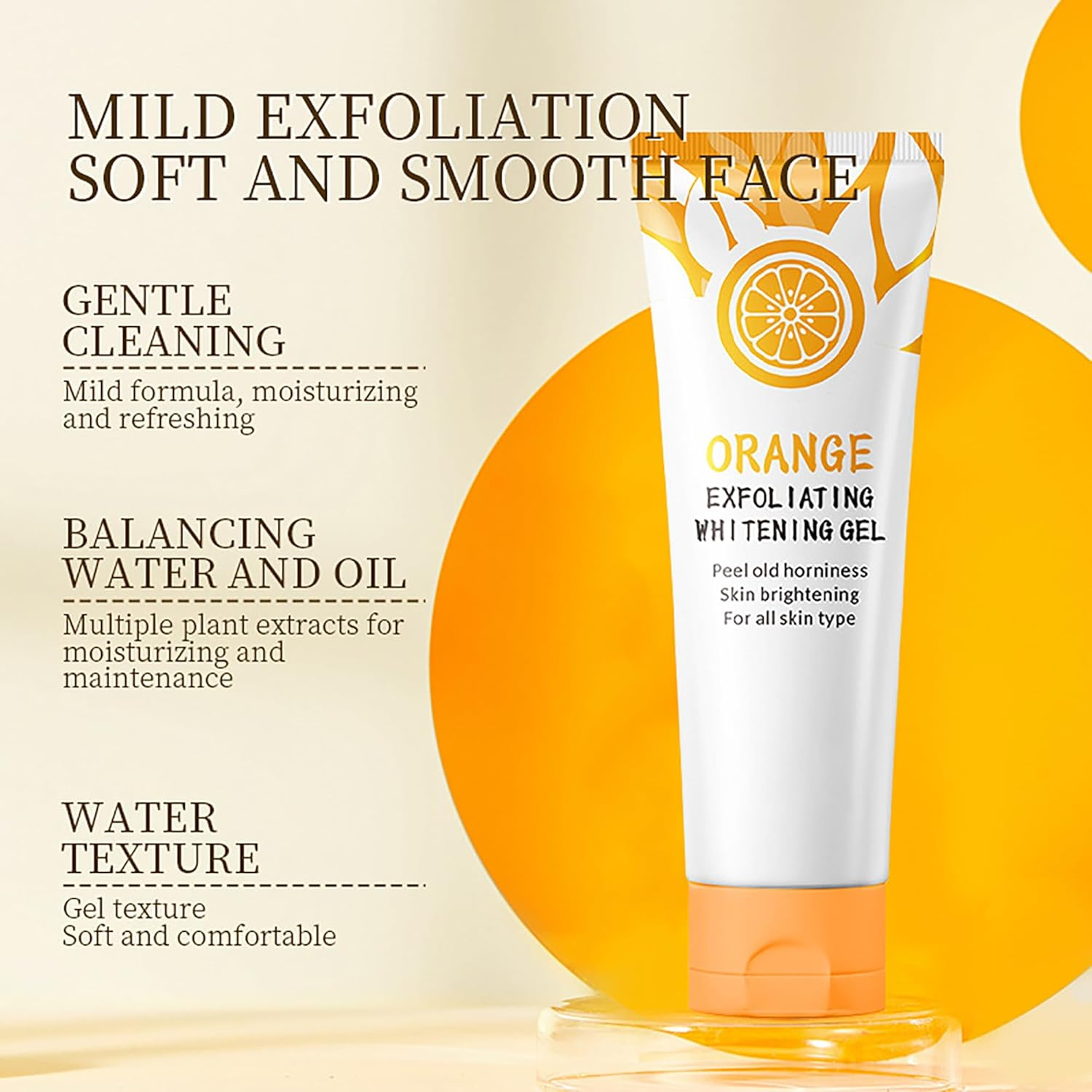 Orange Exfoliating Gel Scrub for Face and Body,Deep Cleansing Moisturizing Facial Exfoliator,Remove Blackheads Moisturize Cleansing,Body Exfoliating Gel for All Types Skin,50G image number 4