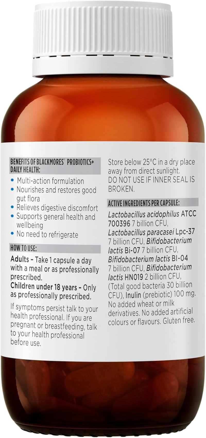 Blackmores Probiotics+ Daily Health | Maintains Intestinal Health & Restores Good Gut Flora | 90 Capsules image number 3