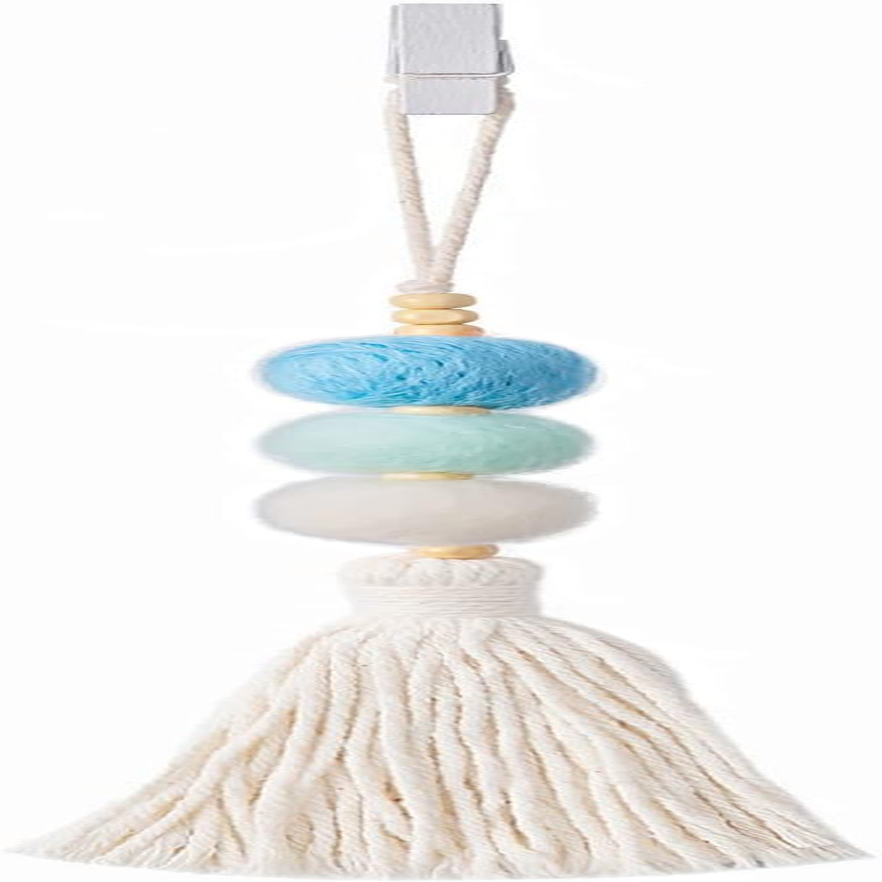 Colorful Felt Ball Car Diffuser Essential Oil Bead Aromatherapy Car Vent Diffuser Boho Tassel Hanging Car Charm Vent Clips Car Interior Decor Air Freshener (Blue)