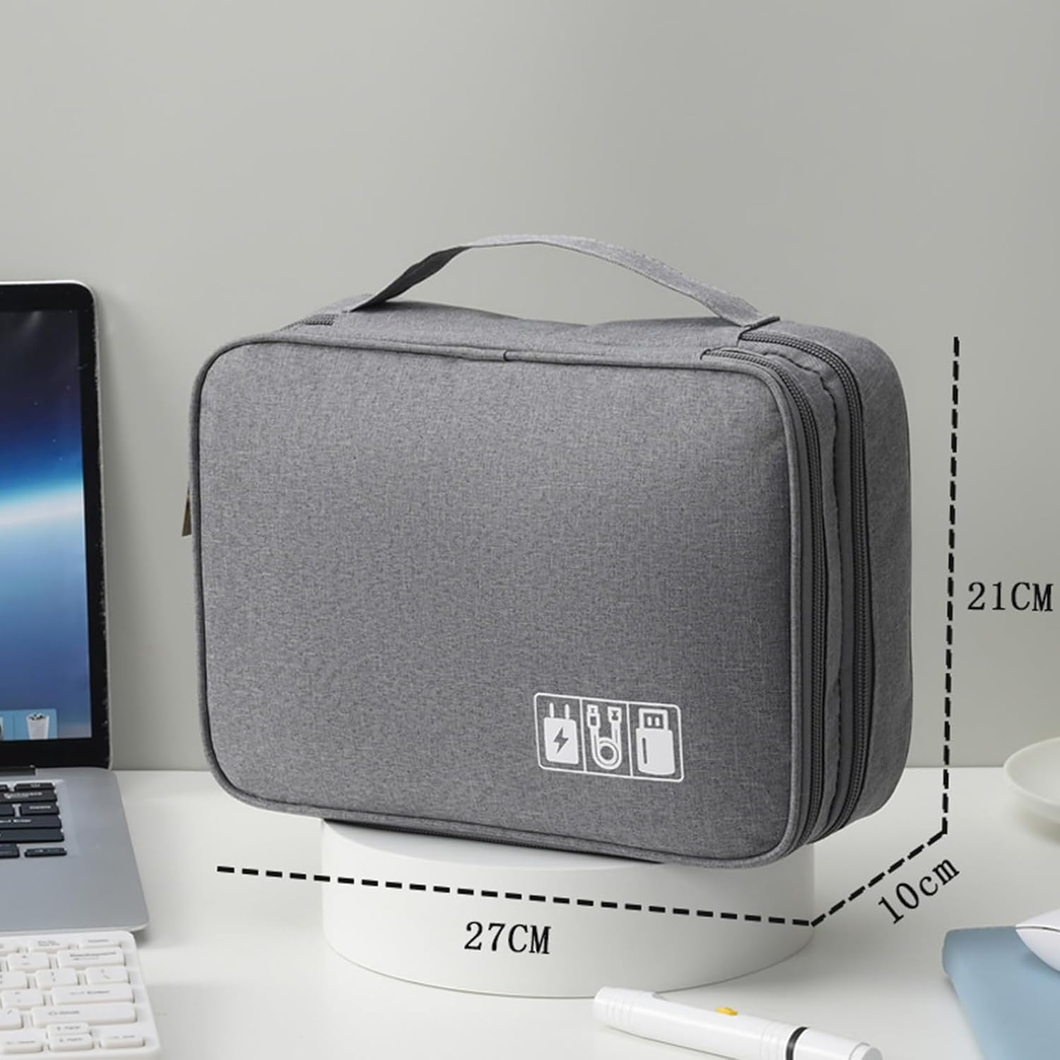 Beleeb Electronics Travel Organiser Case for USB, Power Bank, Ipad, Laptop, Earbuds, Memory Card, Power Cord and Other Small Essential Accessries, Oxford Fabric image number 1