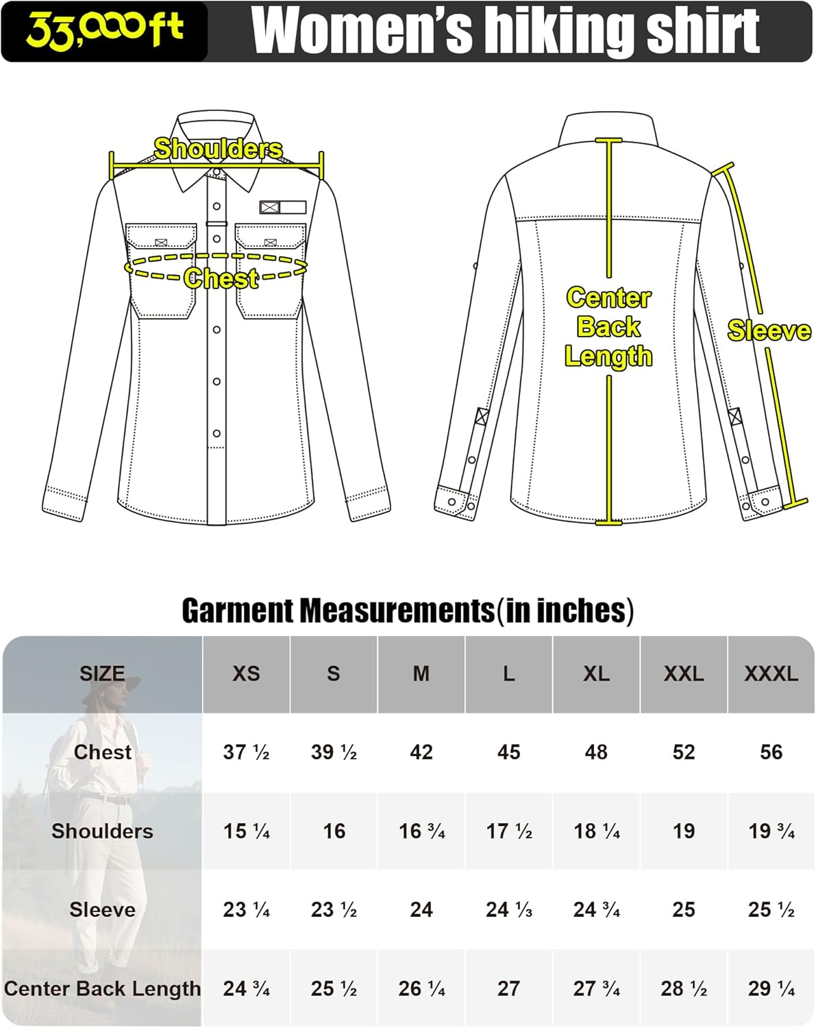 33,000Ft Women'S Long Sleeve Shirts Safari Shirts UPF50 Sun Protection Button down Shirt Moisture Wicking Quick Dry Top Ladies Casual Outdoor Shirt for Walking Fishing Hiking Travel image number 5