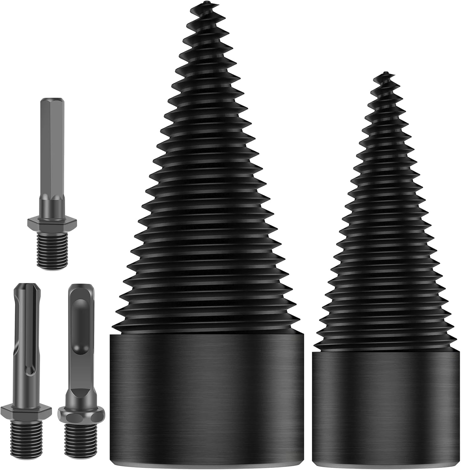 2Pcs Firewood Log Splitter 32Mm 42Mm High-Carbon Steel Wood Log Drill Bit with Hex/Round/Square Shank Titanium Coated Sturdy Wood Splitting Screw Cone for Electric Drill Camping image number 5