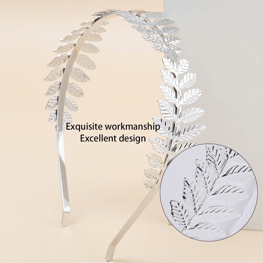 Visxcnu 1 X Women'S Hair Band, Gold Headpiece, Bride, Roman Goddess Headband, Girls' Laurel Wreath, Hair Accessories, Golden Wedding, Boho Leaf Hair Crown Accessories, Silver