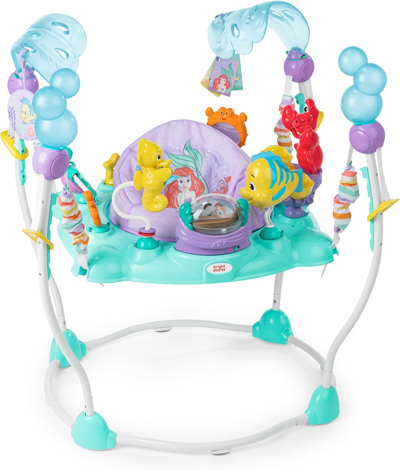 Bright Starts Disney the Little Mermaid Sea of Activities Baby Activity Jumper with Interactive Toys, Lights & Music with Disney Princess Ariel, 6-12 Months (Blue) image number 6