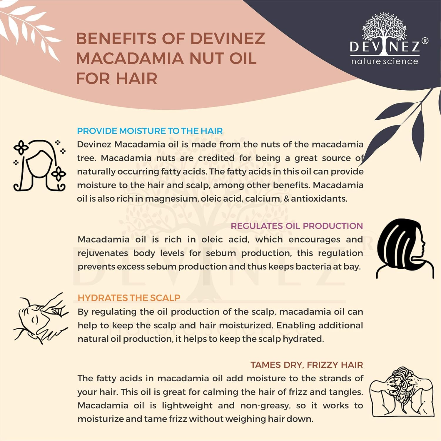 Devinez Macadamia Nut Cold-Pressed Oil, 15Ml 100% Pure, Natural & Undiluted, Oleic Acid (Omega 9), for Healthy Hair, Prevent Wrinkles, Age Spots and Other Signs of Aging image number 2