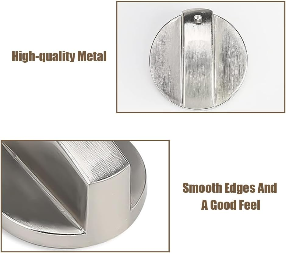 4 Pcs 6MM Silver Gas Hob Knobs - Universal Metal Switch for Kitchen Cooker Stove Oven Cooktop
