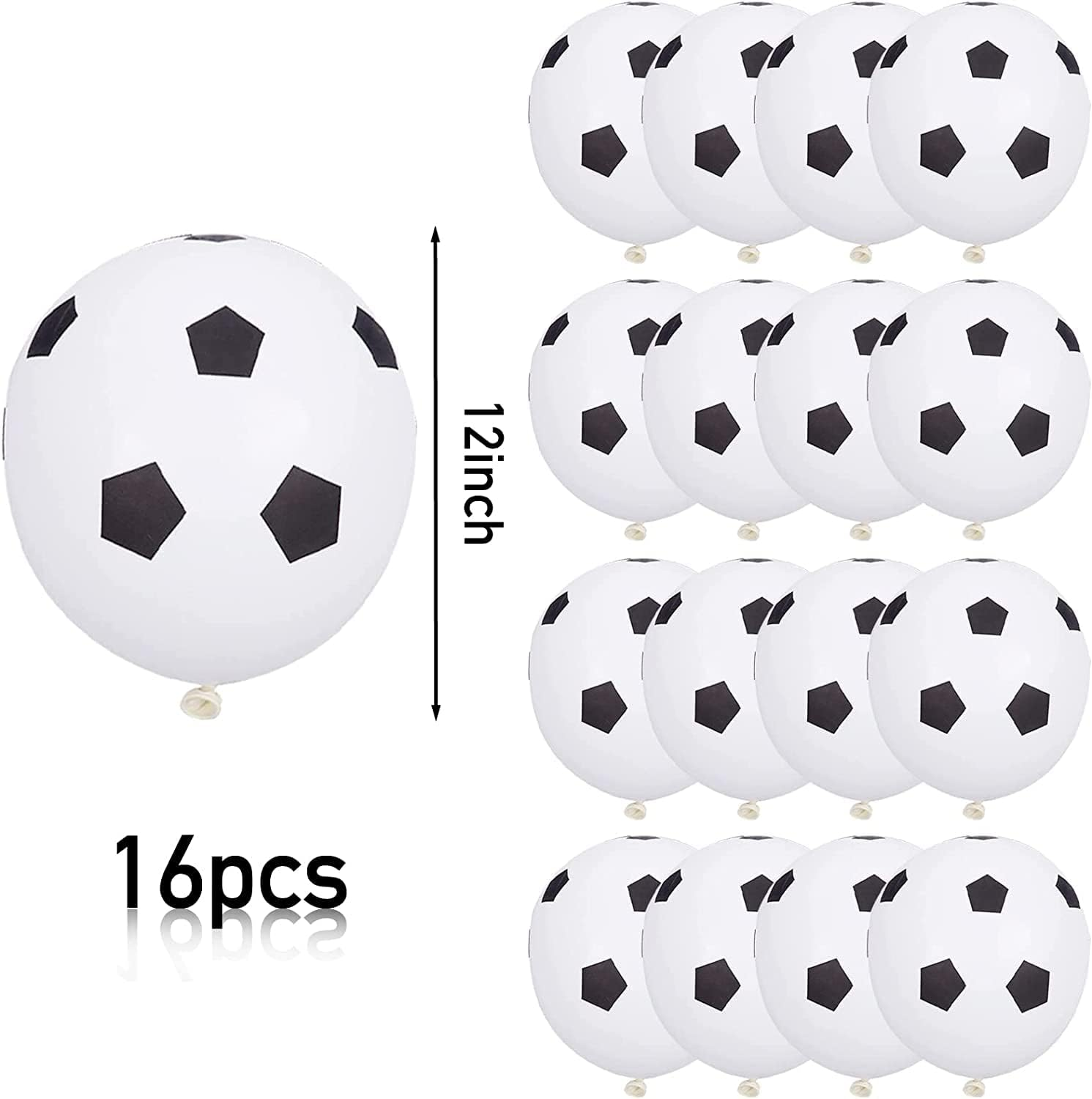 16 Pcs Black Soccer Latex Balloons 12 Inch Football Balloons,Black White Soccer Balloons,Birthday Balloons for Sport Theme Party，World Cup Party Kids Birthday Party，Football Fans Party Supplies image number 4