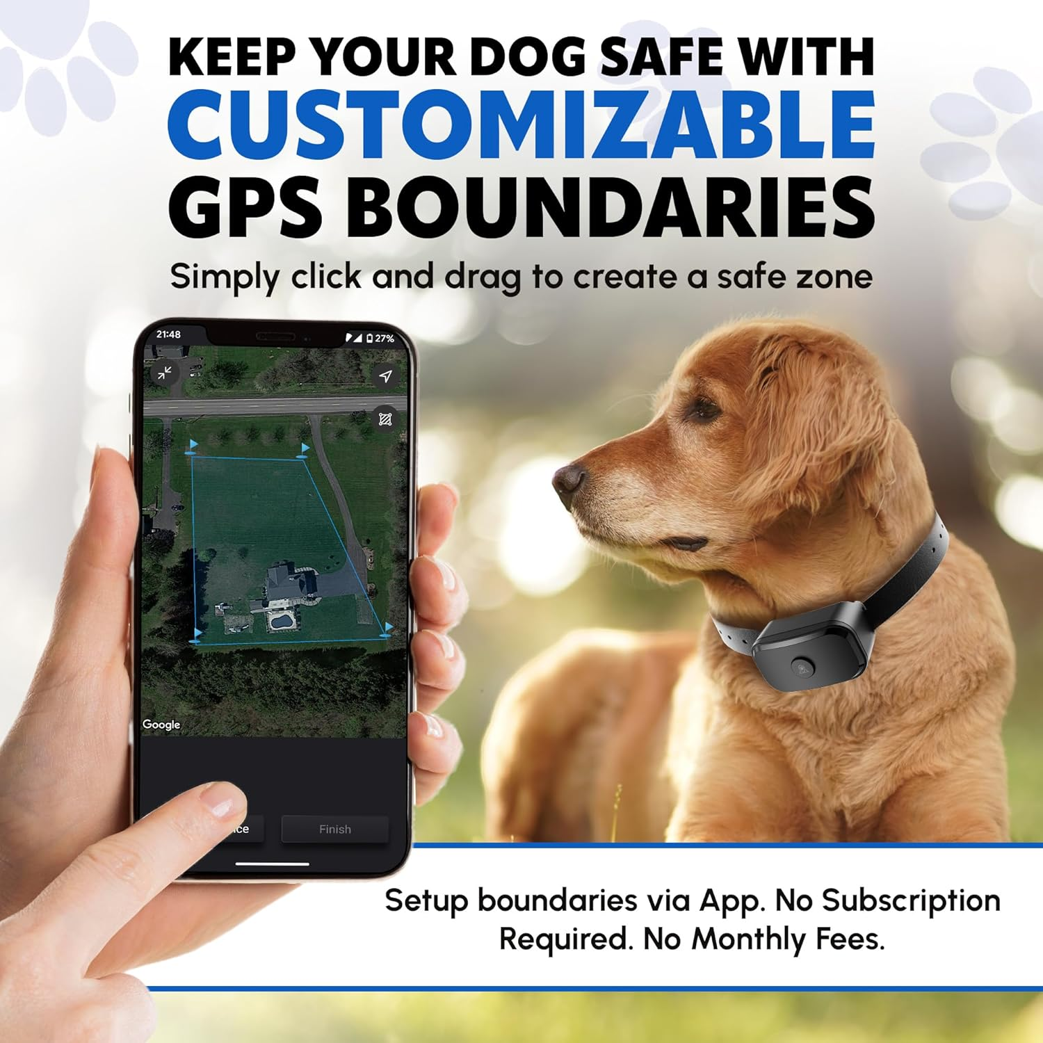 GF02 plus - Customizable GPS Dog Fence with Remote Training, No Subscription Required, Set up Boundary in 1 Minute with App, Waterproof GPS Dog Collar System, Long Battery Life image number 6