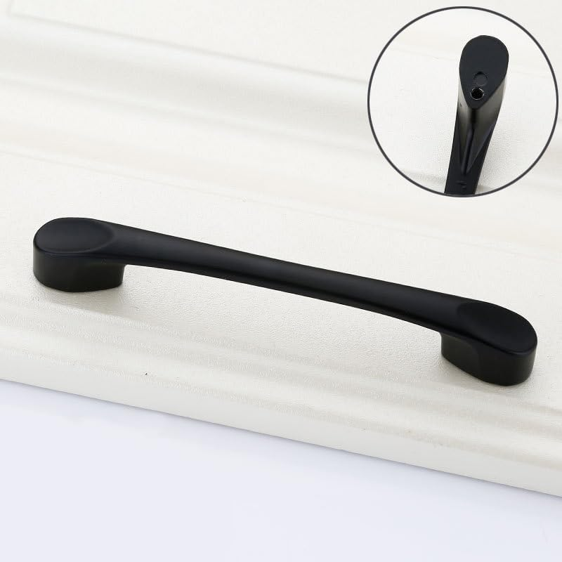 Set of 10 Matt Black Cabinet Door Handles and Pulls,Hardware Furniture Drawer Handles,Zinc Alloy Kitchen Cabinet Wardrobe Door Handles Pull,135Mm Long,Handles Hole Center 96Mm with Screw image number 4