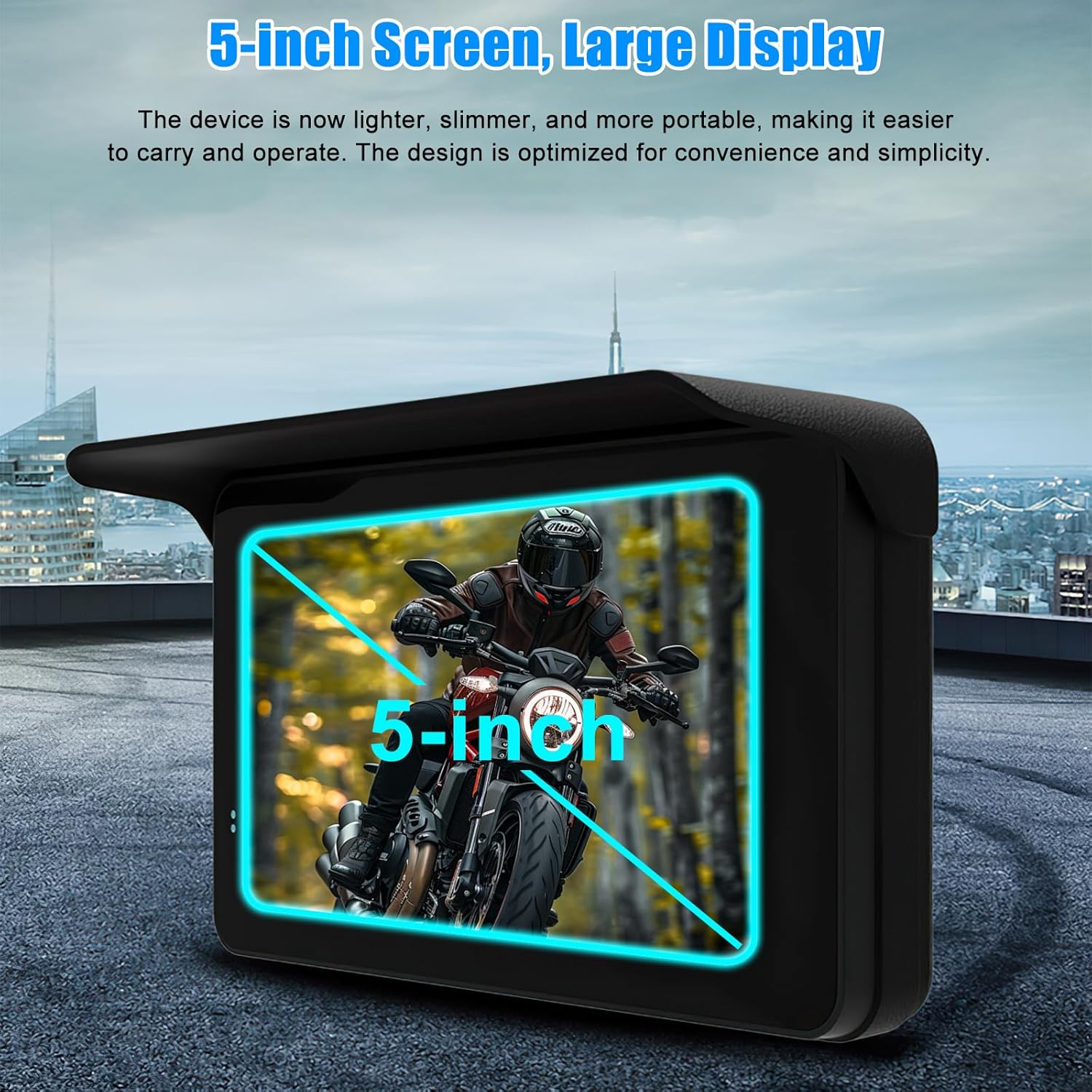 Motorcycle IP65 Waterproof GPS Portable Carplay, Carplay/Android Auto 5" IPS Touchscreen Android/Ios Car Monitor Portable Siri/Google Assistant for Motorbike GPS Navigation for Bluetooth image number 5
