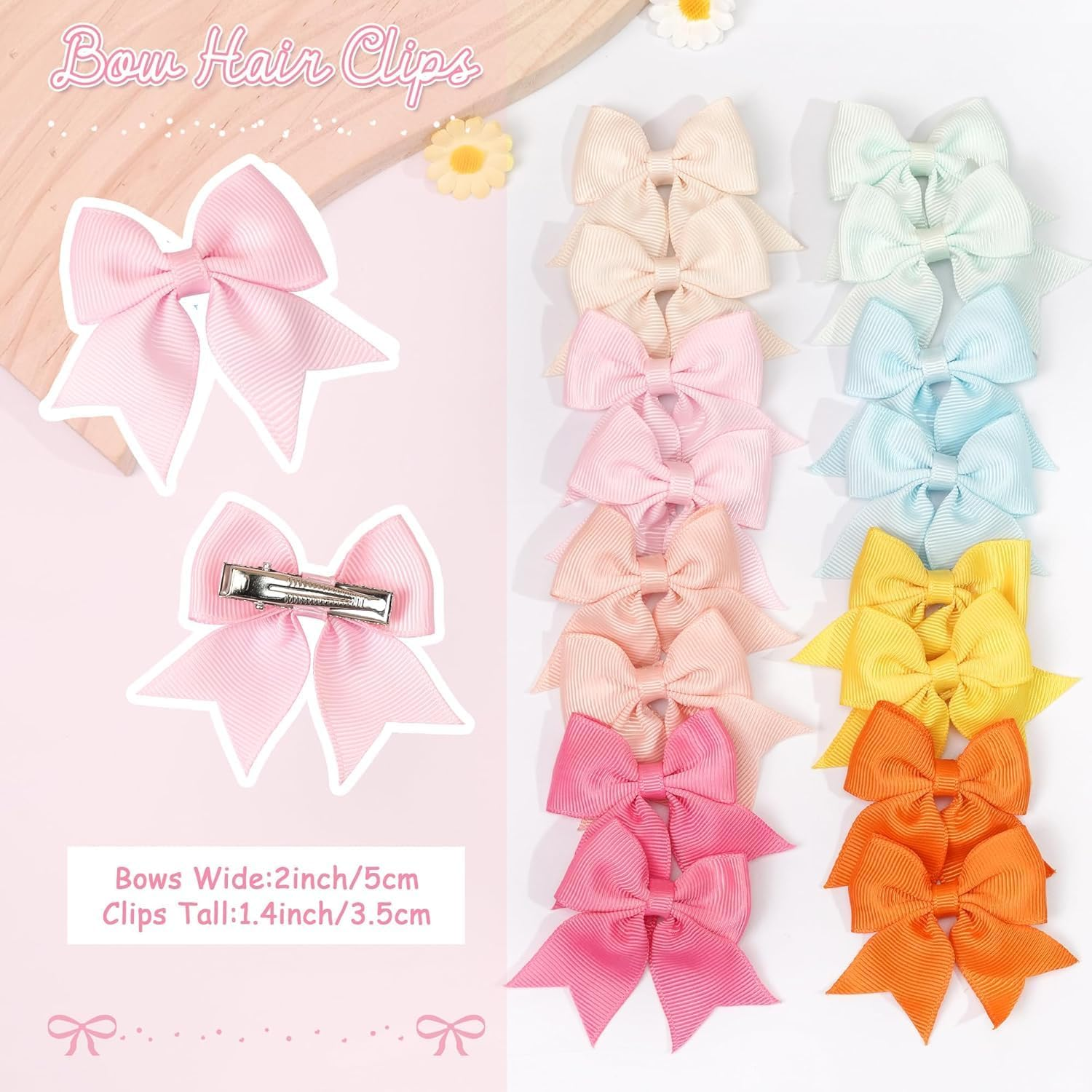 JOYOYO Pack of 60 Hair Clips and Hair Bows for Baby Girls, 2.4 Inch Bows for Toddlers image number 1