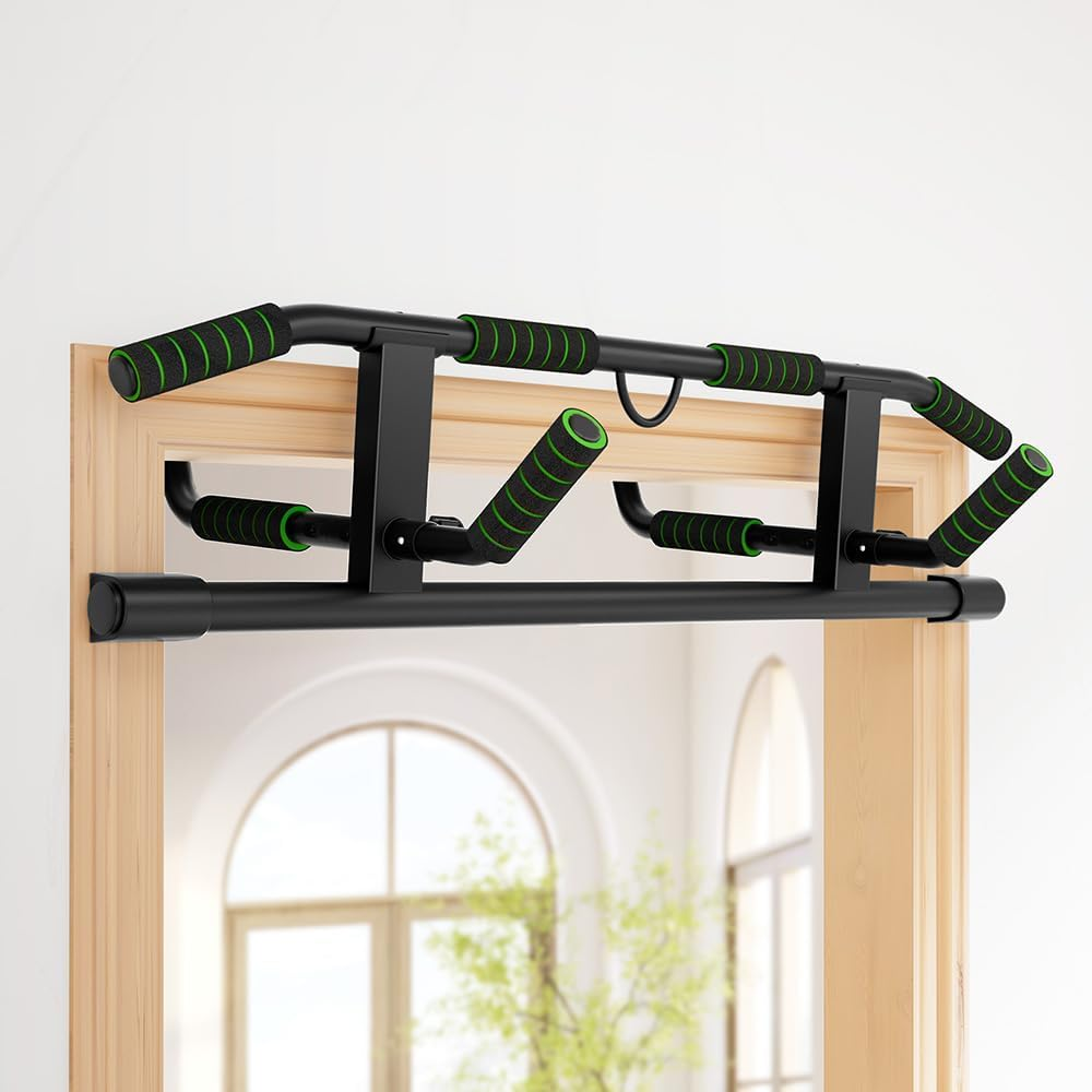 Everfit Multi-Grip Doorway Pull up Bar - 200KG Heavy Duty Chin up Bar with 2 Resistance Bands & Anti-Slip System for Home Gym Full Body Workout image number 2