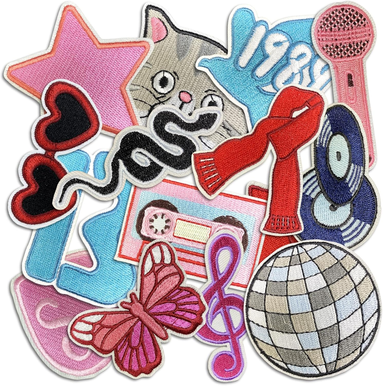Trendy Patch, Fashion Iron on Patches, Cute DIY Sewing Decor Patches for Backpacks, Embroidery Applique Aesthetic Stuff for Clothing, Jackets, Jeans (Trendy4 16 Pcs)