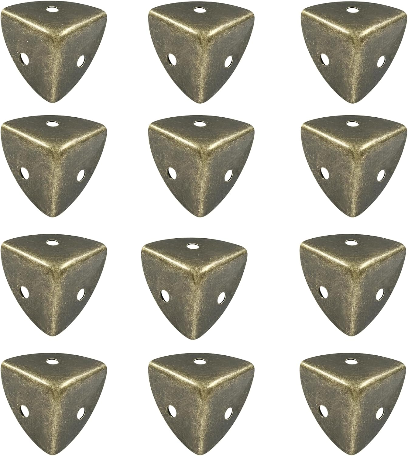 12Pcs Box Corner Protectors, 1" (25Mm) Metal Corner Edges Protector Triangle Corner Protectors Bronze Corner Covers Edge Guard with Screws for Wooden Case Trunk Box Table Cabinet