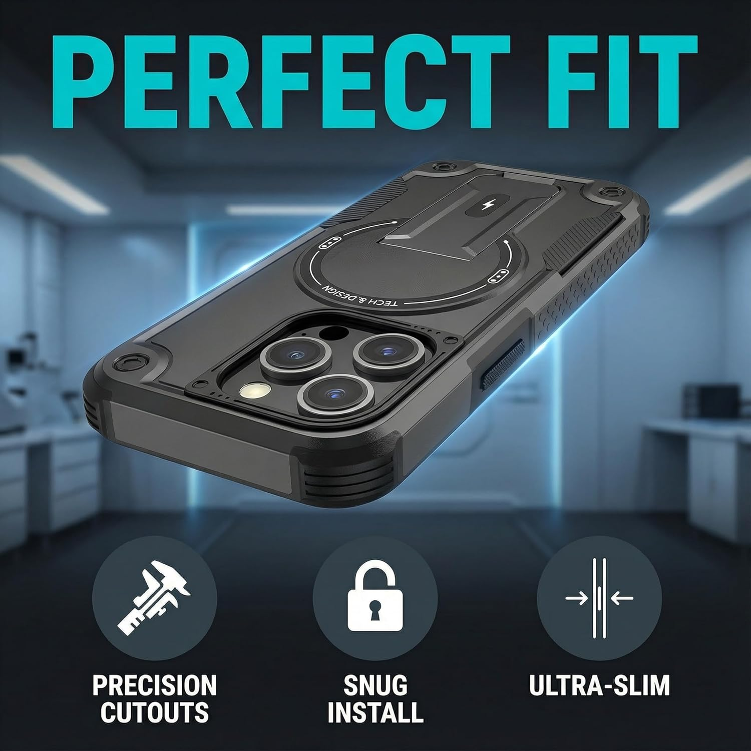 For Iphone 16 Pro Max Case with Stand, Military-Grade Protection Shockproof Magnetic Kickstand Case,Gold image number 1