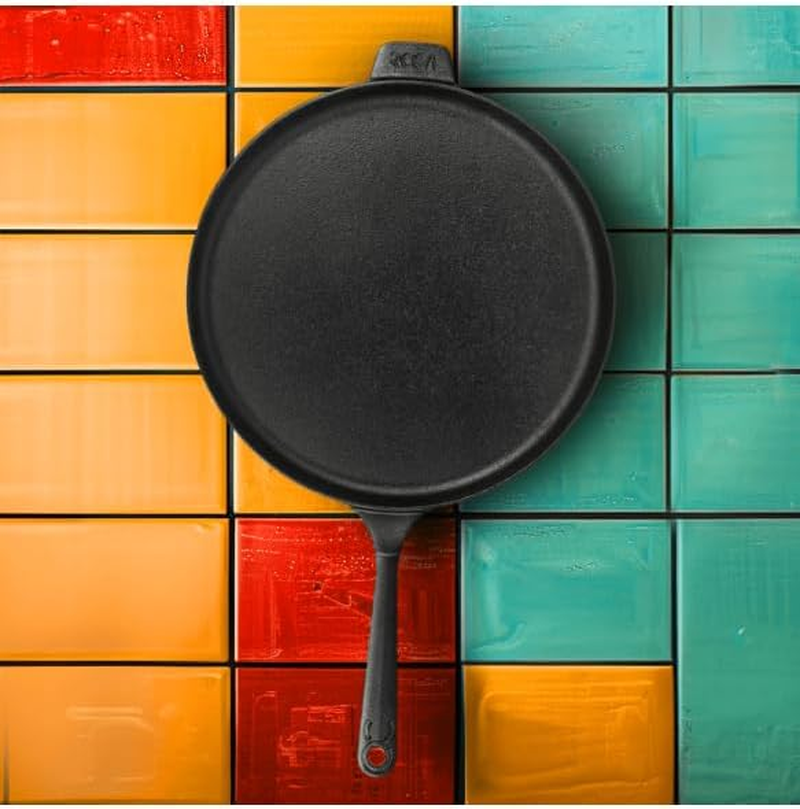 High Grade Cast Iron Dosa Tawa, Heavy Duty, Durable & Pre-Seasoned, Crepe & Pancake Pan, Europa 28 Cm