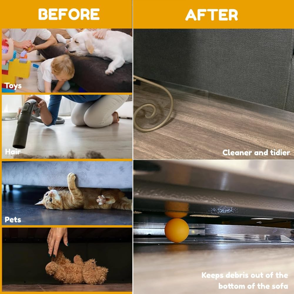 Clear under Couch Blocker,4Pack Gap Bumper Toy Blocker for under Furniture,Couch Guards for Bottom Gap,Prevent Things Going under Bed or Sofa (50Cm*5Cm*8Cm)