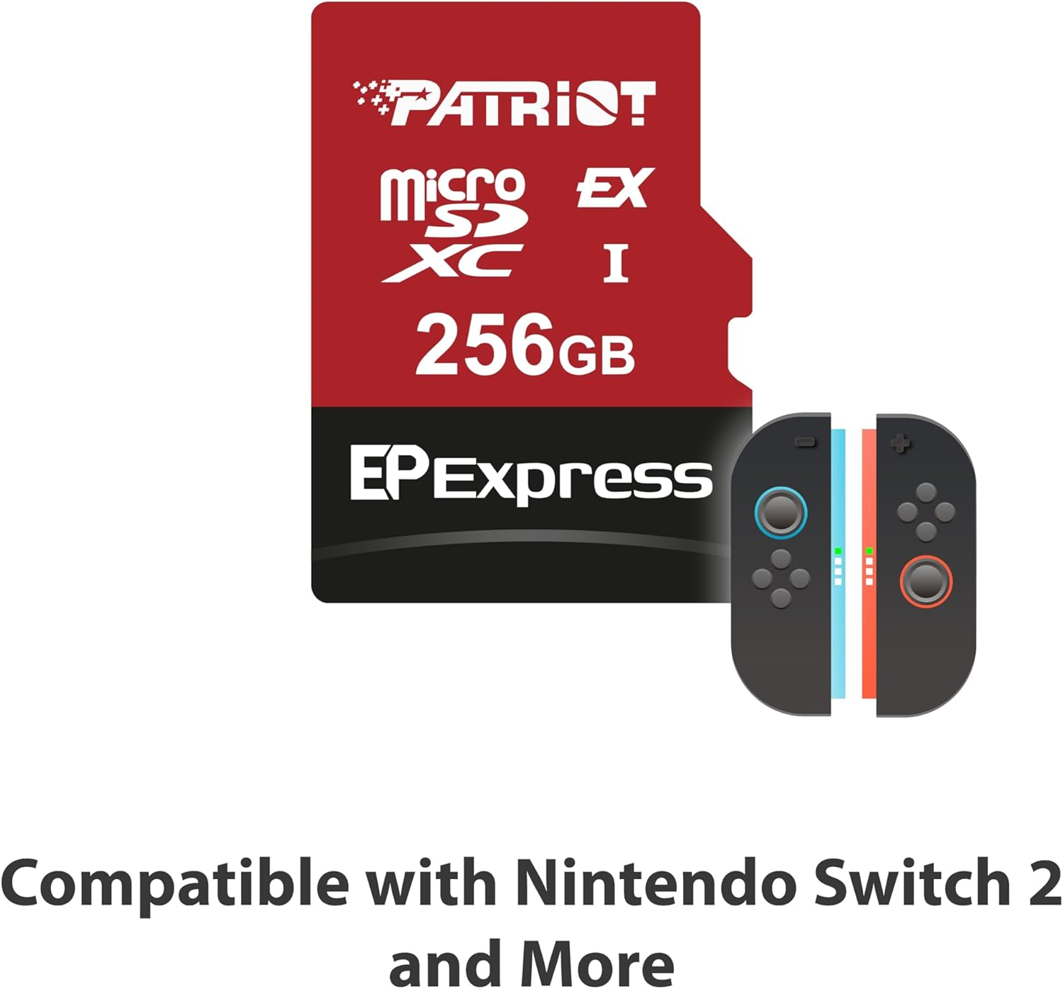 Patriot EP Series 256GB Micro SDXC Express V30 UHS-I U3 4K UHD Memory Card - PEF256GEPEXMCX - Compatible with Nintendo Switch 2 - Read Speed up to 800Mb/S, Write Speed up to 600Mb/S image number 1