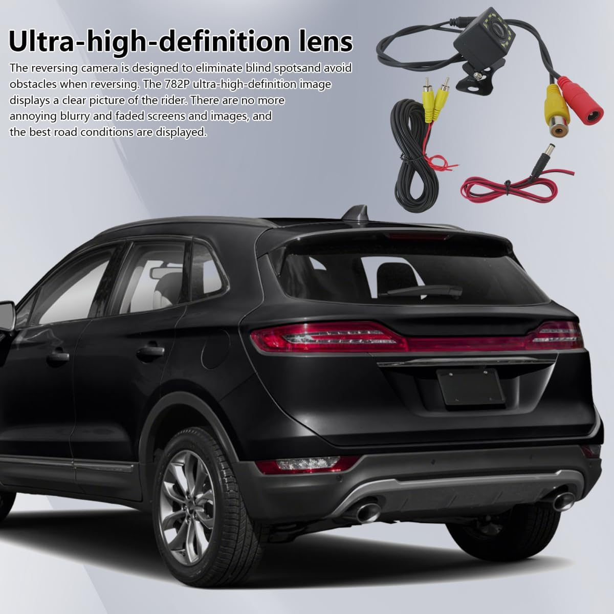 New 170&deg; Reverse Camera Replacement 12 LED Car Waterproof Rear View Parking Camera Night Vision Compatible with Most 12V Vehicles image number 2