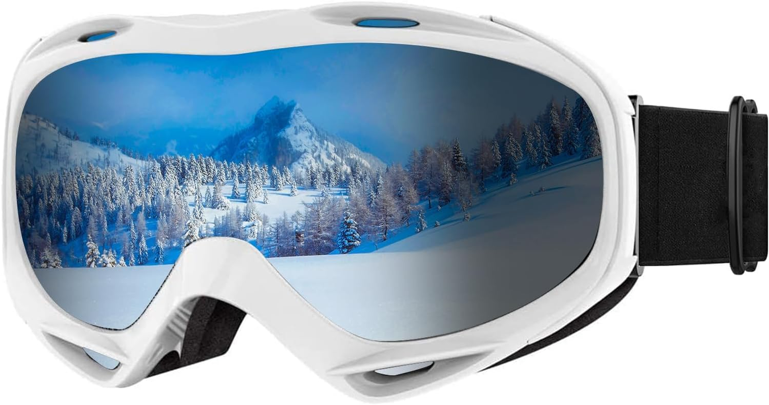 LOVJOYSE Ski Goggles, OTG Ski Goggles, over Glasses Ski/Snowboard Goggles for Men, Women & Youth, 100% UV Protection