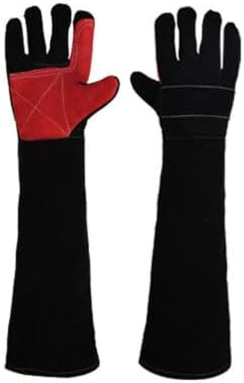 Animal Handling Gloves Bite Proof Double Leather Reinforced Padding Dog,Cat Scratch,Bird Handling Falconry Gloves Grabbing Reptile Squirrel Snake Bite 60CM Comfort and Extra Heat Protection.