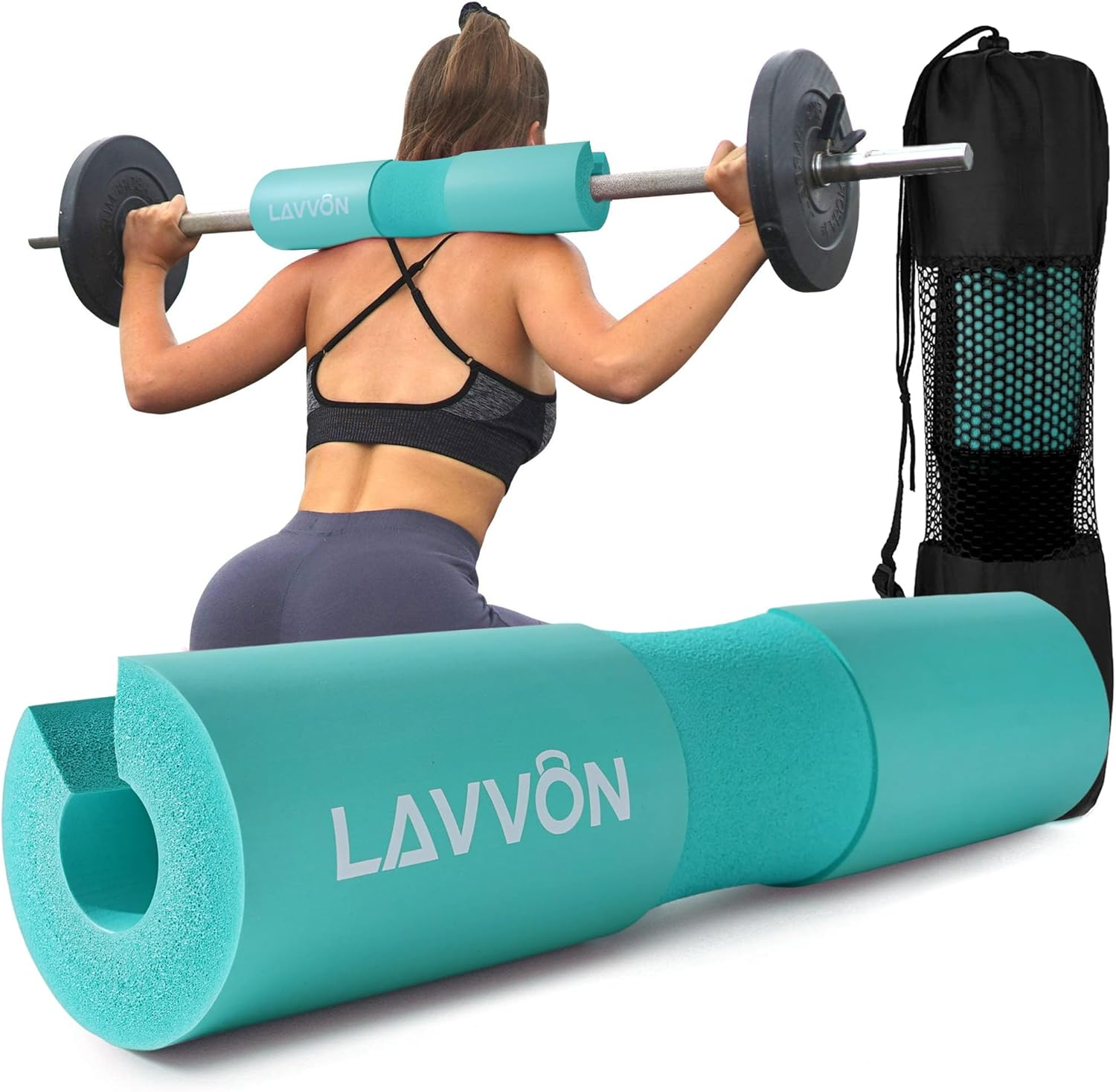 Squat Pad - Foam Barbell Pad for Squats Cushion, Lunges & Bar Padding for Hip Thrusts - Standard Weight Bar Pad - Provides Cushion to Neck and Shoulders While Training
