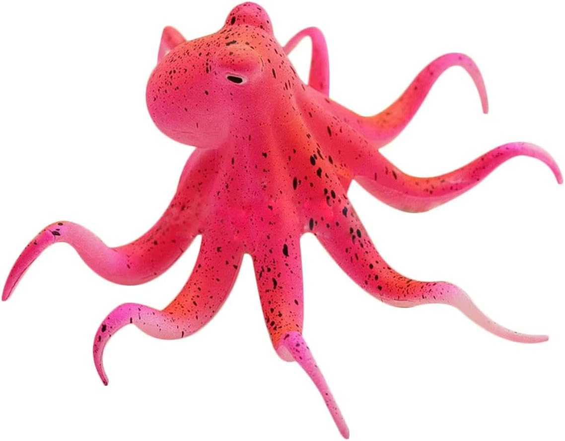 AIMALL 3.93 Inch Simulation Octopus Aquarium Decoration - Fluorescent Marine Ornament for Freshwater and Seawater Fish Tank Landscaping