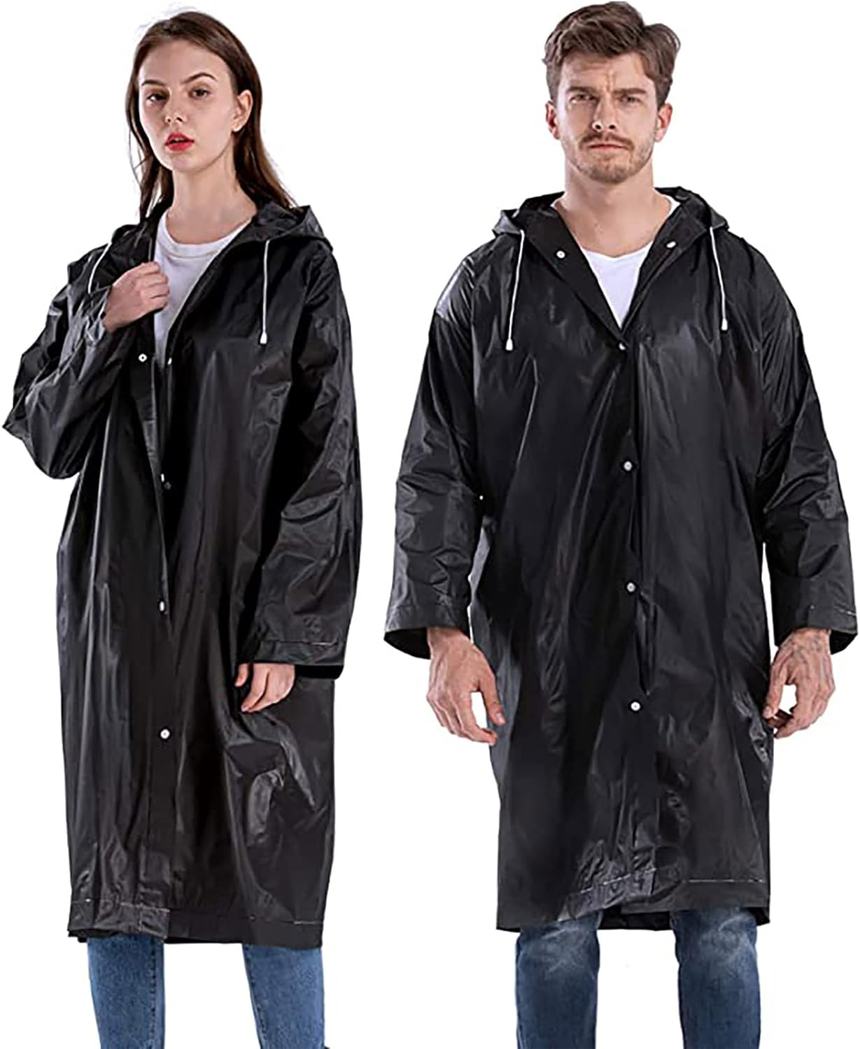 EVA Rain Poncho, 2 Pcs Raincoat for Women Men, with Hood，Reusable EVA Rain Ponchos Raincoat
