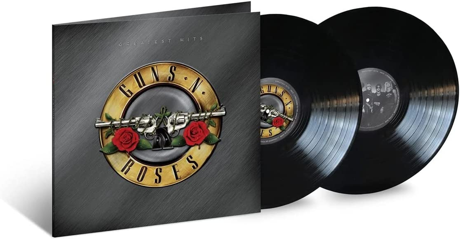 Crosley Lancaster Entertainment Center Turntable with Bluetooth (Paprika) and Guns N' Roses - Guns N Roses Greatest Hits Double Vinyl Album [Bundle]