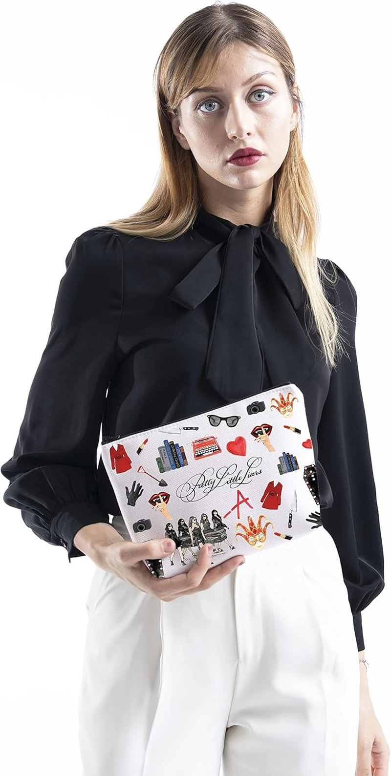 Little Liars Makeup Bag Scheming Girl Zipper Pouch Gift for Women Gossip Girl Original Sin, 米色, Pretty Little Liar-Uk image number 2