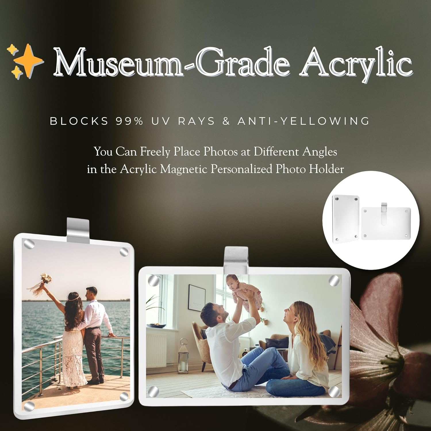 MOTOFITOOL Car Sun Visor Photo Holder, Car Visor Clip, Universal Magnetic Photo Clip, Car Picture Frame, Decorate Your Car Visor Clip with Personality, Transparent, 2.4X3.5 Inch image number 2