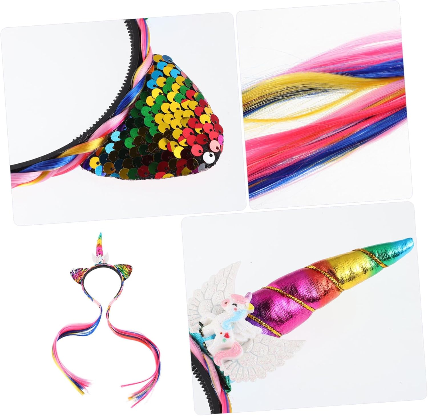 BESPORTBLE Unicorn Wig Headband for Girls Cute Cartoon Hair Accessories for Birthday Unicorn Decorations and Halloween Easy to Wear for Toddlers and Little Girls