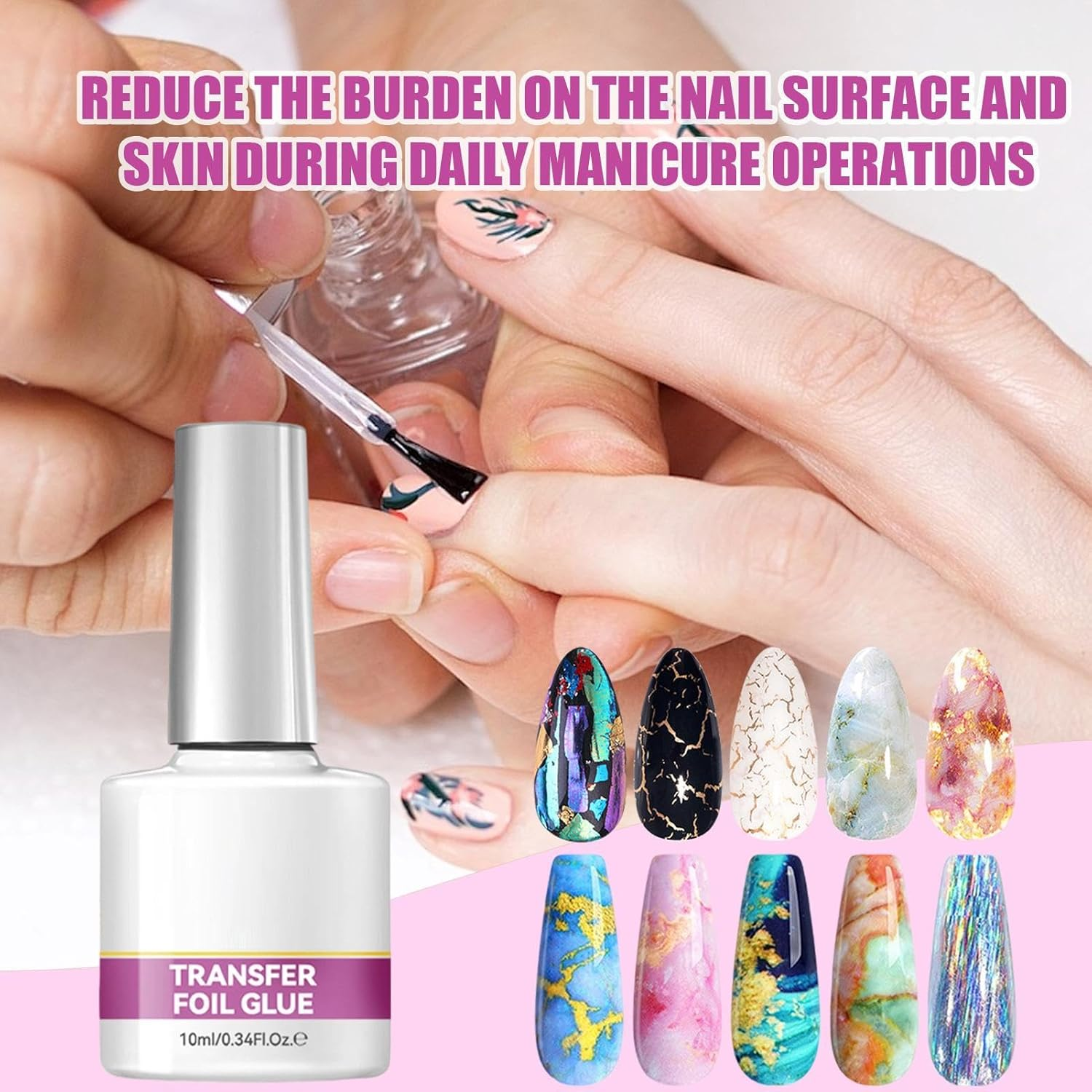 Foil Transfer Gel - 10Ml Strong Adhesive | Nail Glue Transfer | for Women Beginners Professionals Home Salon Wedding Party