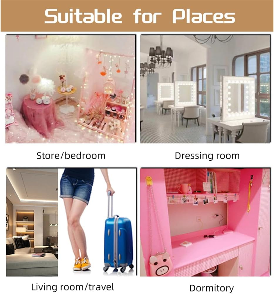 Makeup Mirror with Lights and Storage 1X/2X/3X Magnification, Tri-Fold Cosmetic Vanity Mirror with 22 Led and Touch Screen Trifold Makeup Mirror Two Power Supply Modes Women Gift (White) image number 6