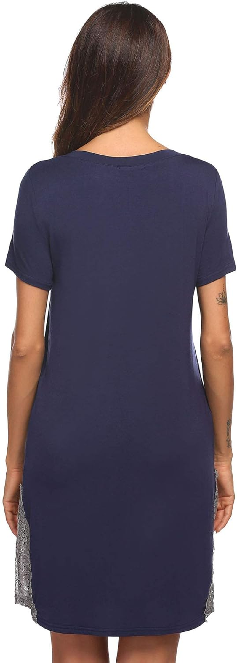 Ekouaer Nursing Nightgown Button down Maternity Hospital Gown for Breastfeeding Delivery Labor Nightgown with Lace Trim image number 3