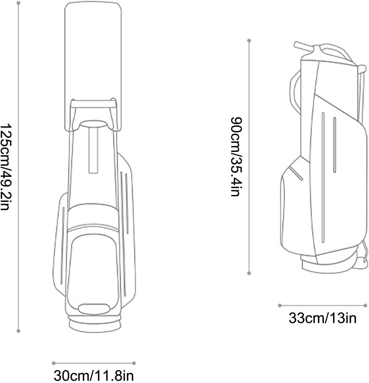 Golf Bag, Portable Golf Bag, Multi-Pocket Golf Bag with Non-Slip Stand, Automatic Adjustable Twofold Shoulder Straps, Removable Straps, Adult Golf Accessories, 11.8X49.2 Inches image number 3