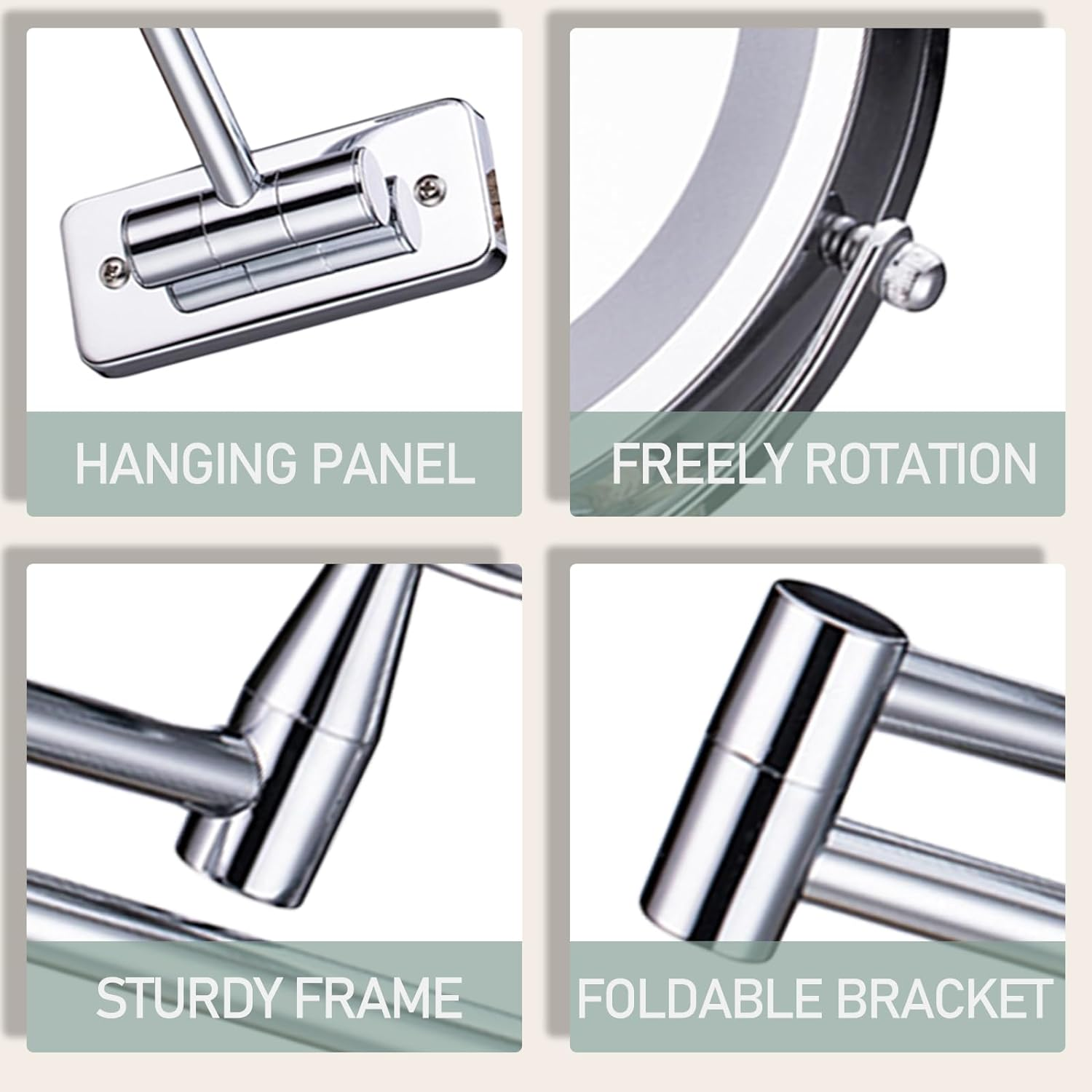 Wall Mounted Lighted Makeup Mirror, Double Sided Vanity Mirror with 1X 10X Magnifying Bathroom Mirror, 3 Color Lighting, Touch Screen Dimming, Extended Arm 360 Rotation Shaving Light up Mirror image number 6