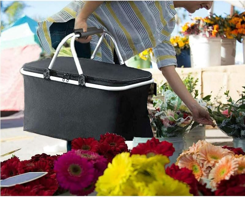 QYINXIU Insulated Picnic Basket, Collapsible Insulated Picnic Basket, Picnic Basket Insulated, 30L Portable Cooler Bag for Lunch, Grocery Shopping, Camping and Road Trips image number 3