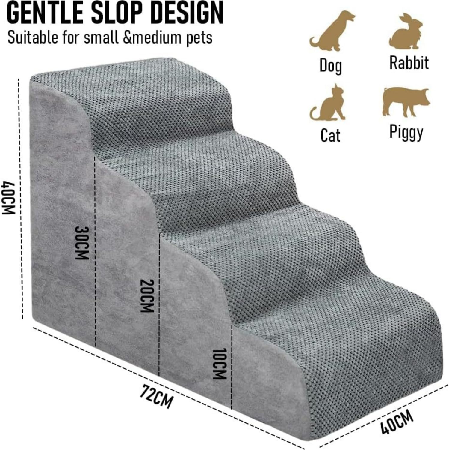 Dog Stairs for Small Dogs- Dog Steps Stairs Ramps for Bed Couch, 4-Step Pet Stairs Detachable Dog Ramps Pet Ladder for High Couch and Bed, Durable Non-Slip for Cats Doggy Puppy (Gray) image number 6