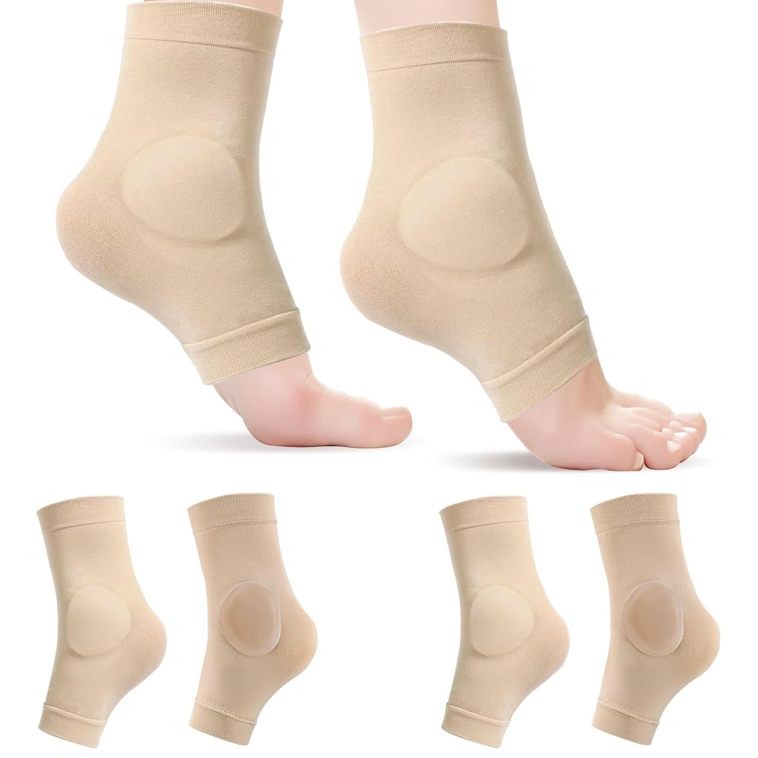 2 Pairs Ankle Protector Gel Sleeve, Malleolar Padded Skate Socks with Silicone Pads for Figure Skating, Roller, Hockey, Boots, Brace, Splints, Shoes, Ankle Support Cushion, Ankle